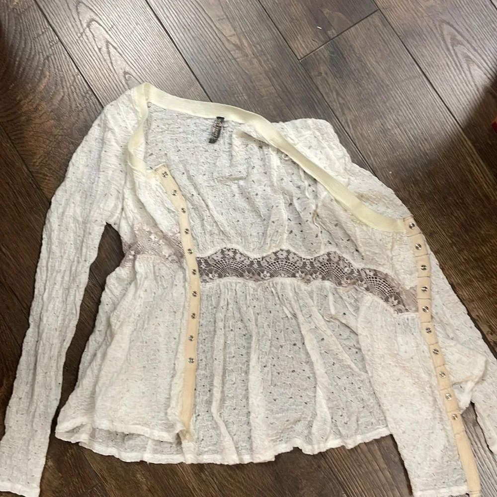 Free People White Lace Long Sleeve Top - Picture 5 of 6